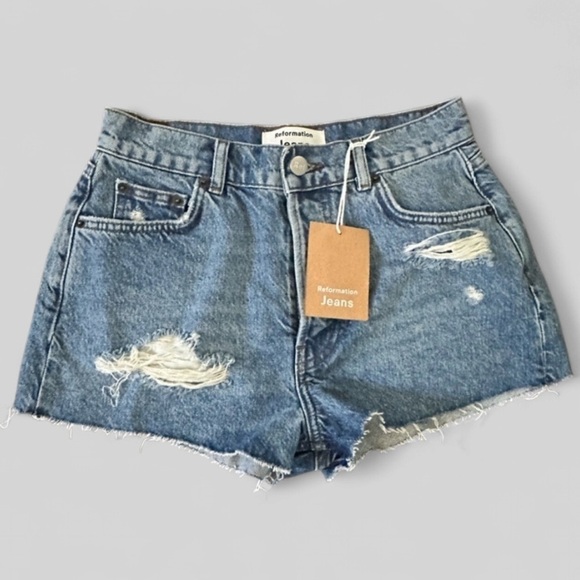 Reformation Pants - REFORMATION-Dixie High Rise Jean shorts- Colorado blue, size 25 NWT.